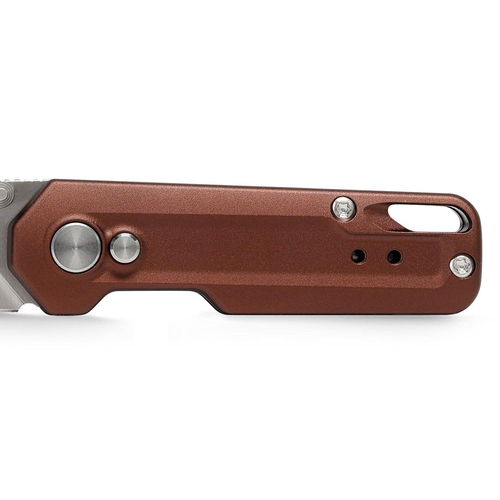 Espresso bronze mini pocket knife, shown with your engraving in place